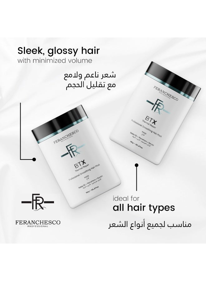 فرنشيسكو قناع الإصلاح الحراري BTX 1 كجم - علاج برازيلي احترافي للشعر للتحكم في التجعد واللمعان - Image 3